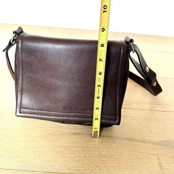Vintage Fossil Brown Leather Messenger Crossbody Satchel Bag 9"x8"x4" - Picture 5 of 8